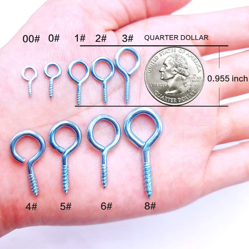 ECKJ 191pcs Screw Eyes Zinc Plated Metal Eye Hook Screw Self Tapping Screws Includes 9 Sizes Color Black - Image 2